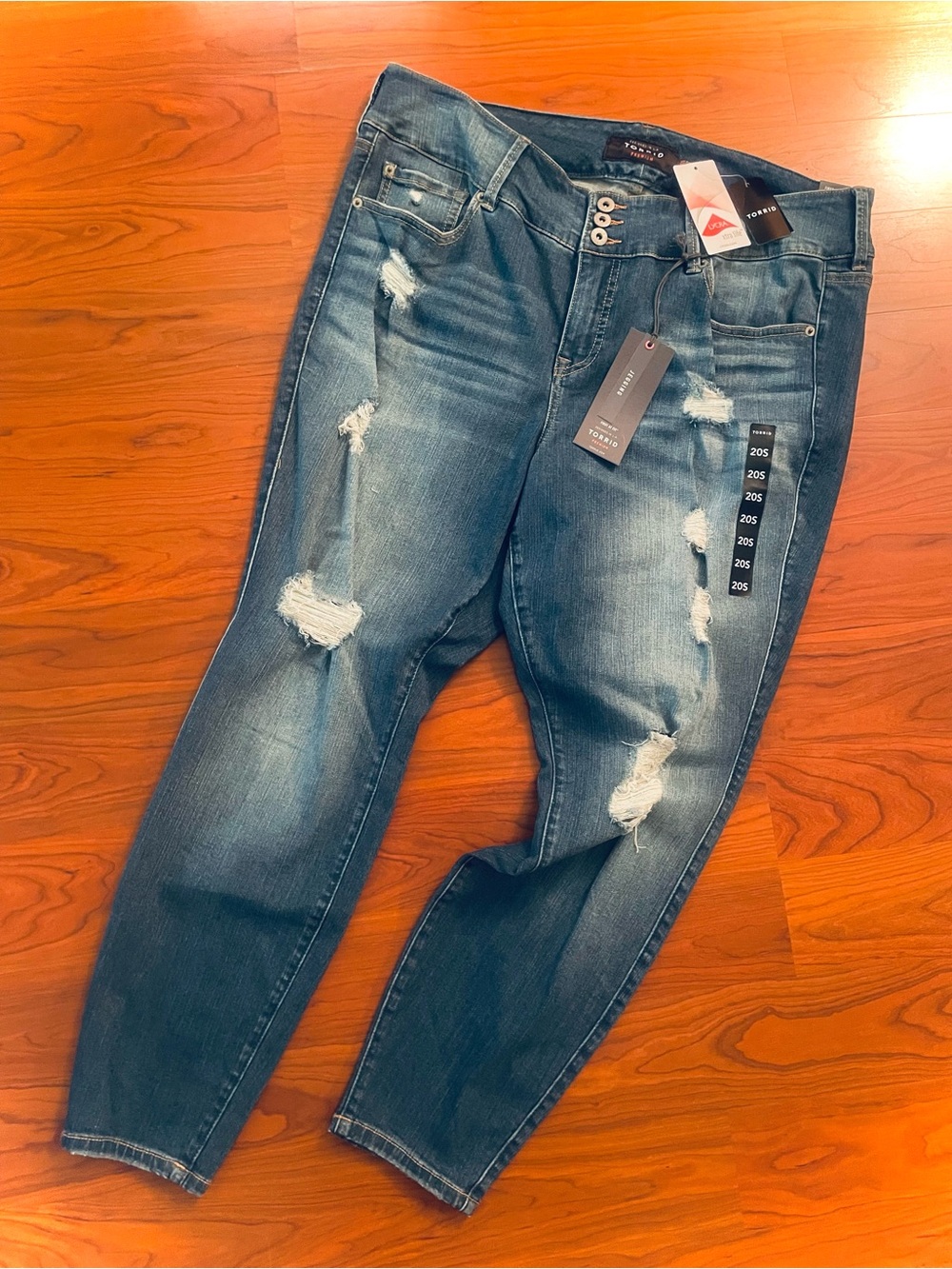 NEW Torrid Premium Jegging Jeans Wmns Plus 20 Slim Blue Distressed Stretch Denim